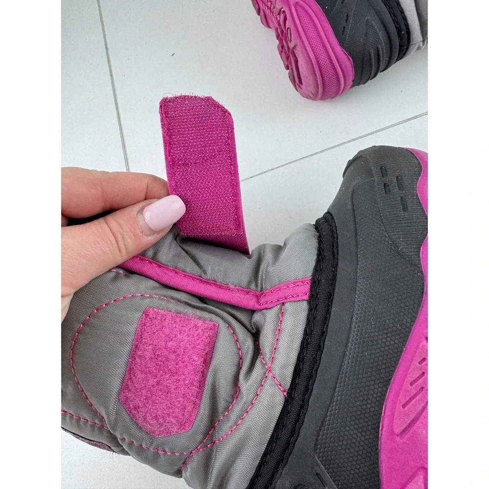 Kamik‎ Snowbug5 Kids Winter Boots Girls Size 7 Gray Pink Waterproof Warm